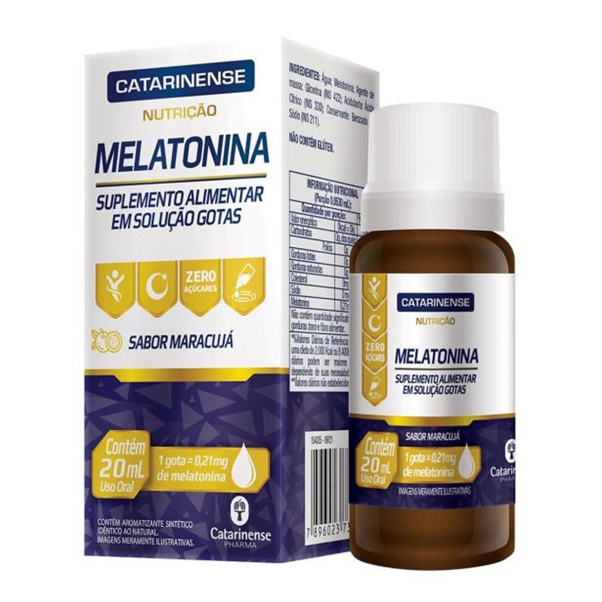 Melatonina em Gotas - 20ml Maracuj� - Catarinense Nutri��o