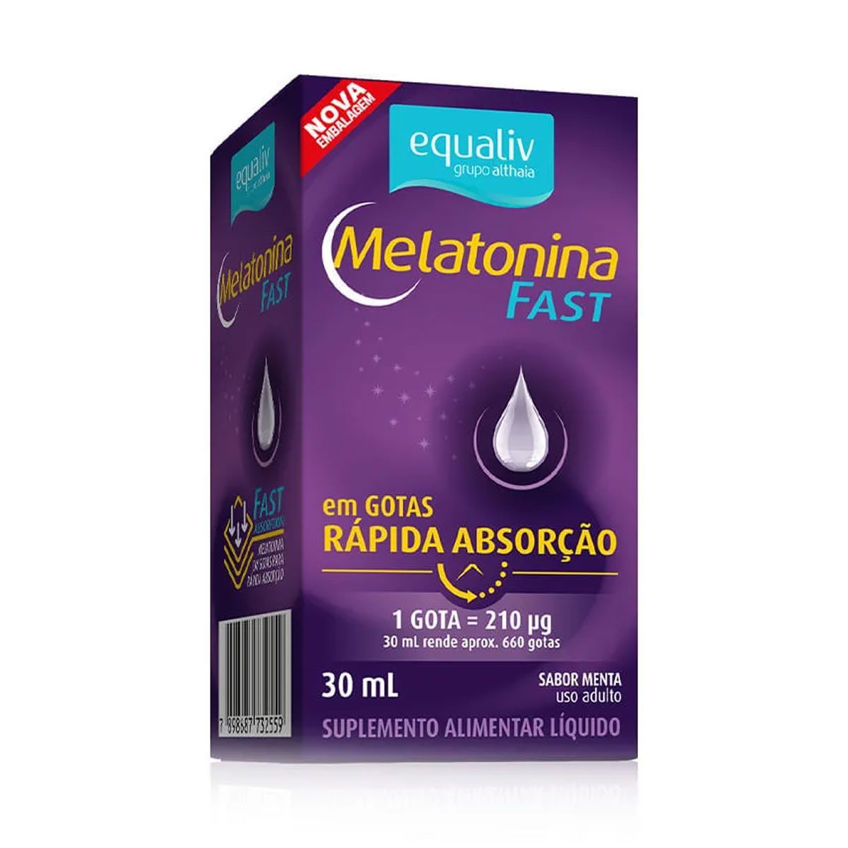 Melatonina Fast Gotas - 30ml Menta - Equaliv