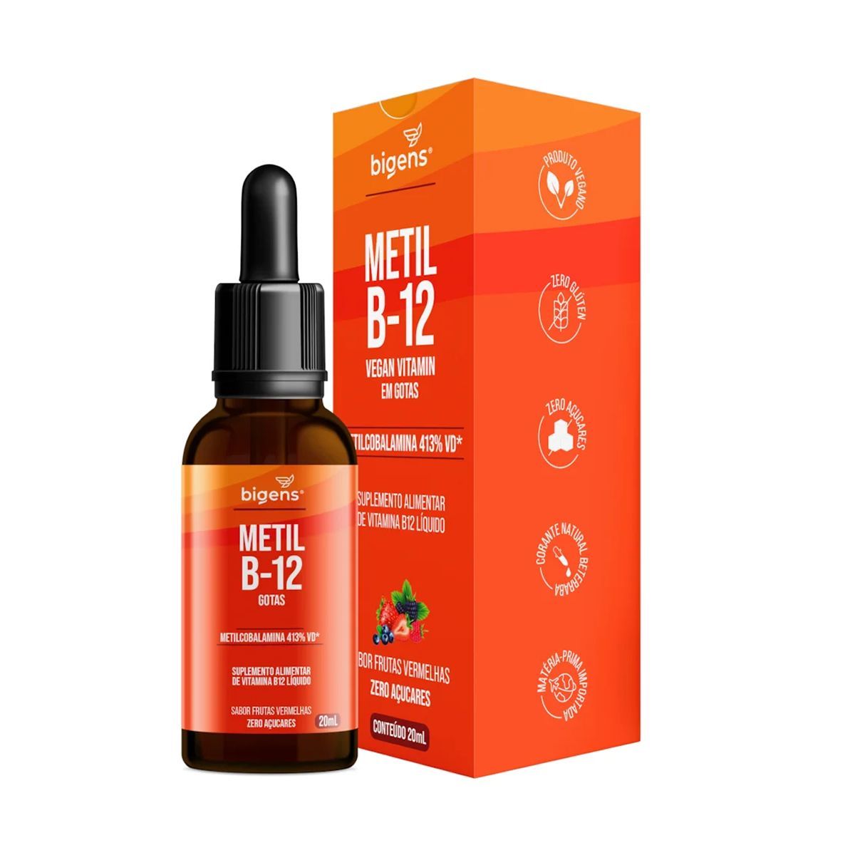 Metil B12 Gotas - 20ml Frutas Vermelhas - Bigens