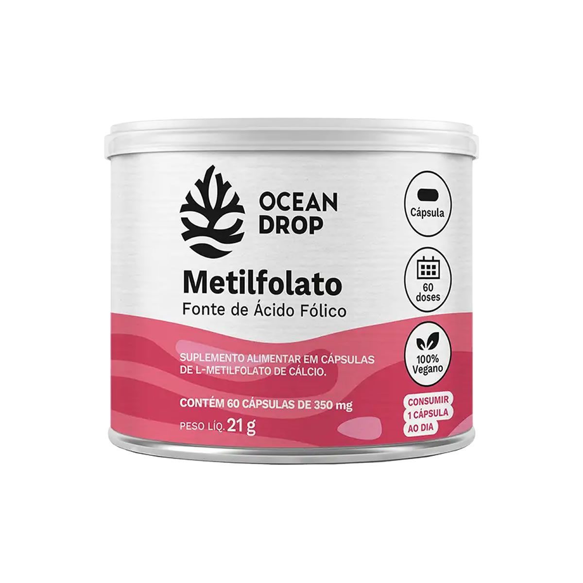 Metilfolato - 60 C�psulas 350mg - Ocean Drop