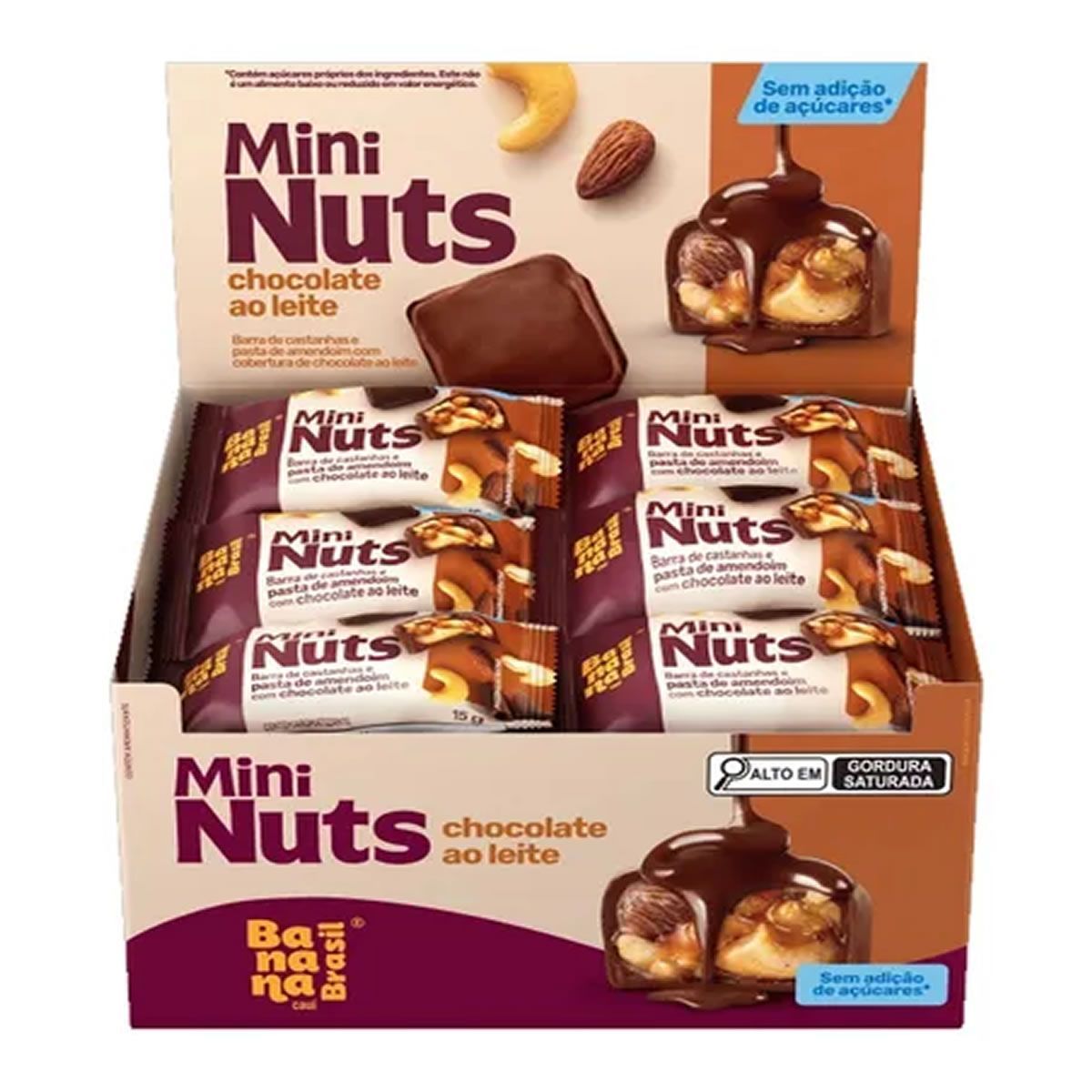 Mini Nuts - 22 Unidades 15g Chocolate ao Leite - Banana Brasil