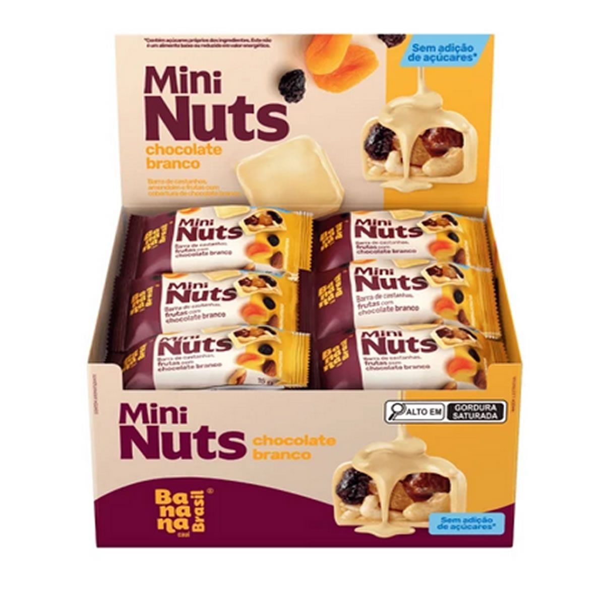 Mini Nuts - 22 Unidades 15g Chocolate Branco - Banana Brasil
