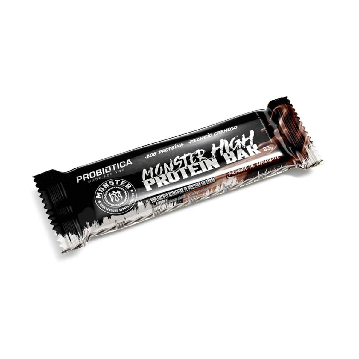 Monster High Protein Bar - 1 Unidade 63g Brownie de Chocolate - Probi�tica