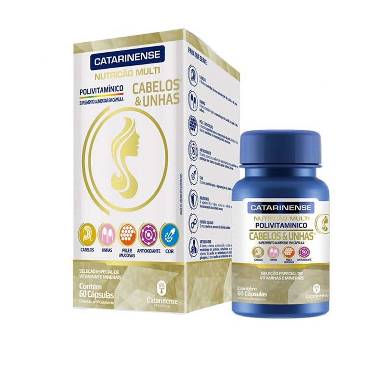 Multi Polivitaminico Cabelos & Unhas - 60 C�psulas - Catarinense Nutri��o