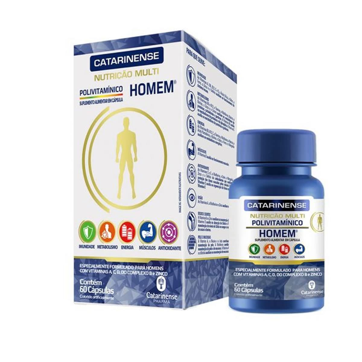 Multi Polivitaminico Homem - 60 C�psulas - Catarinense Nutri��o