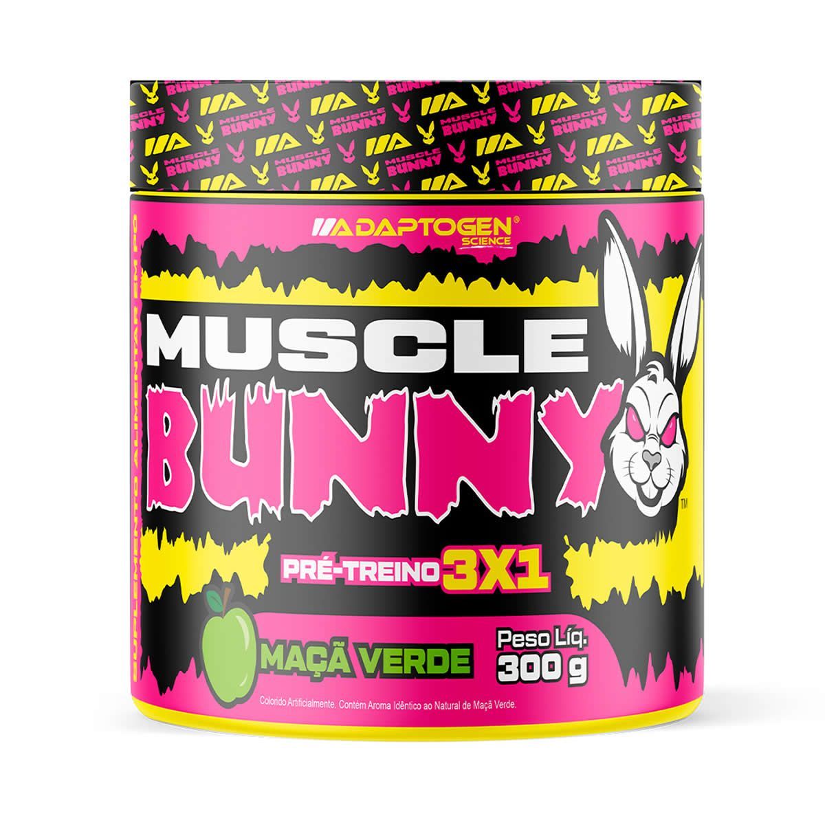 Muscle Bunny Pr�-Treino - 300g Ma�� Verde - Adaptogen