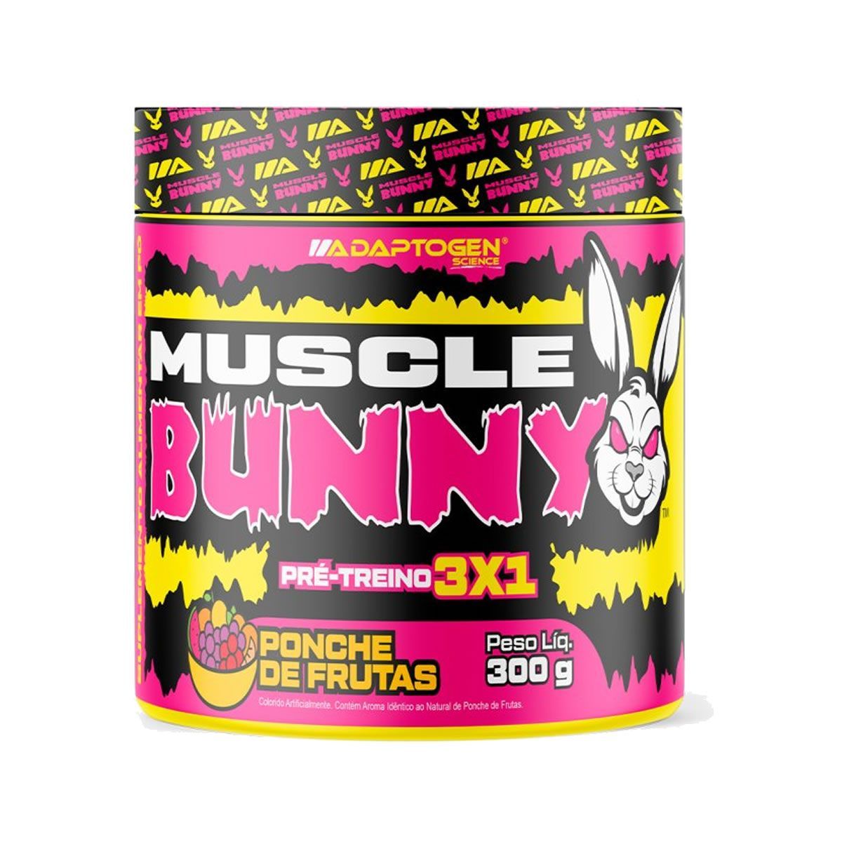 Muscle Bunny Pr�-Treino - 300g Ponche de Frutas - Adaptogen