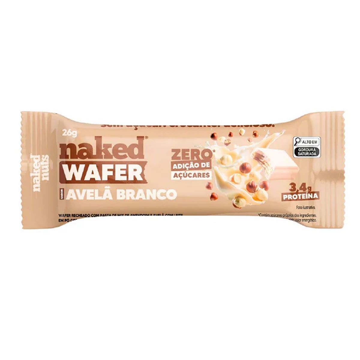 Naked Wafer - 1 Unidade 26g Avel� Branco - Naked Nuts