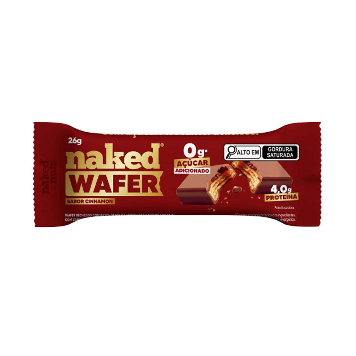 Naked Wafer - 1 Unidade 26g Cinnamon - Naked Nuts*** Data Venc. 17/07/2025