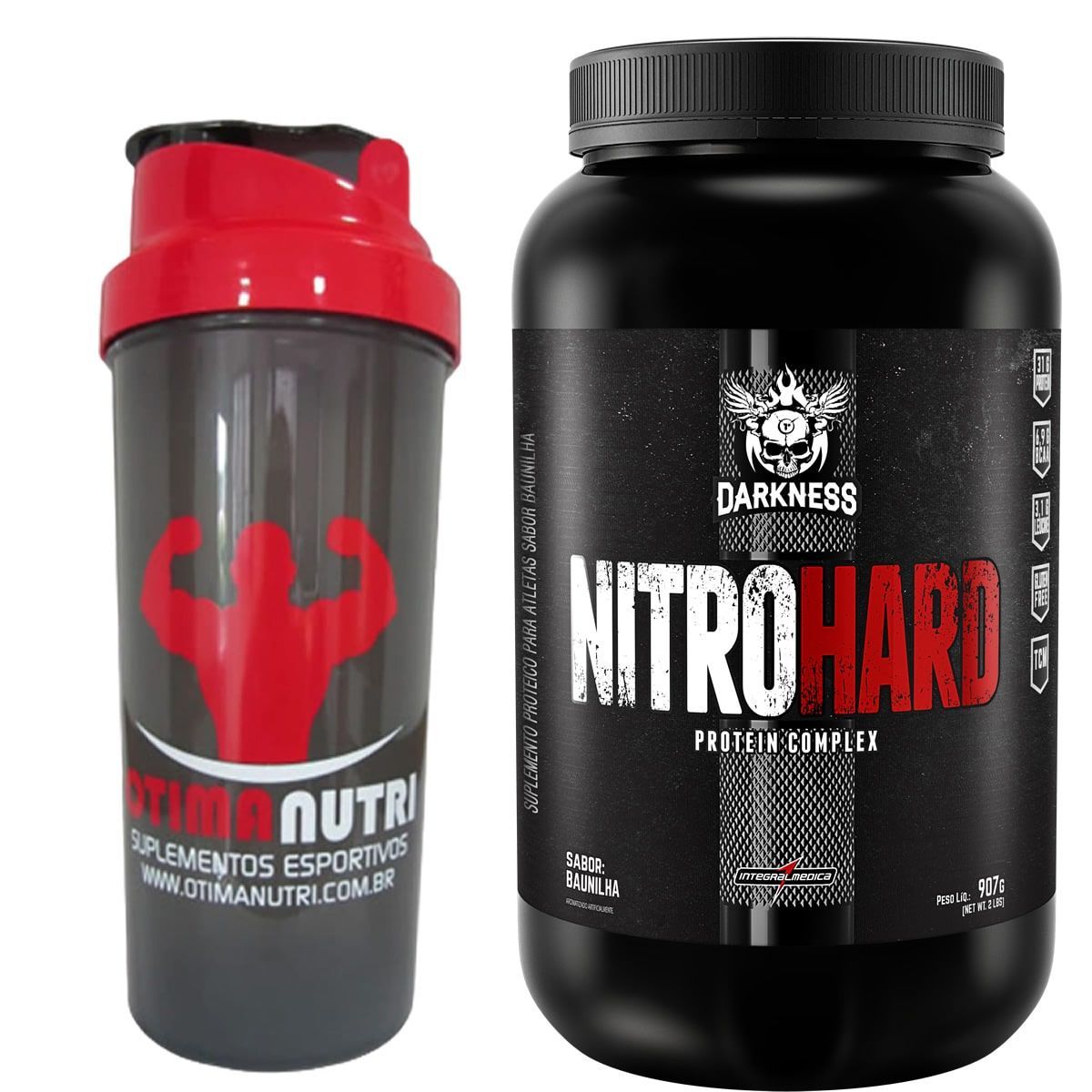 Nitro Hard Darkness - Baunilha 907g + Coqueteleira - Integralm�dica