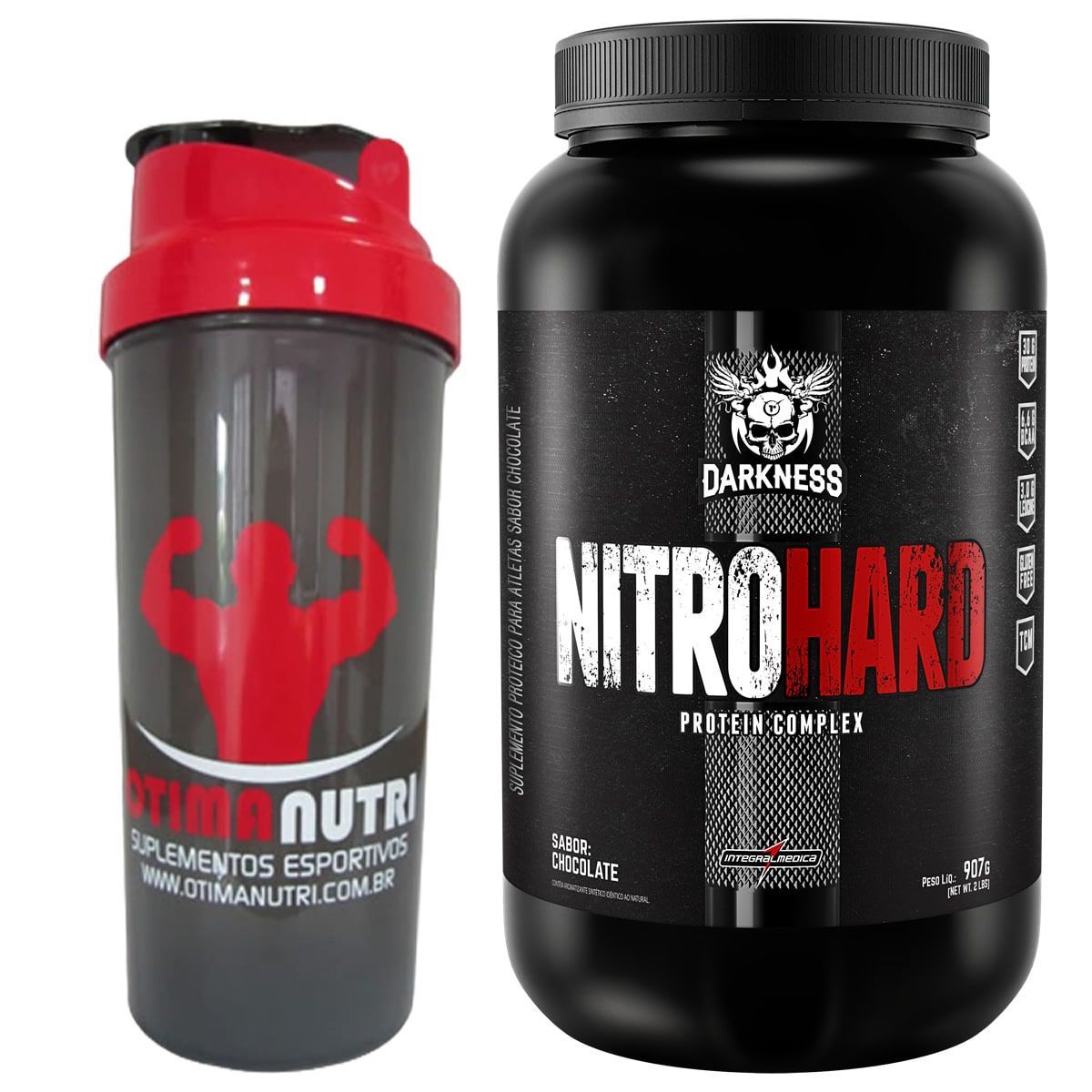 Nitro Hard Darkness - Chocolate 907g + Coqueteleira - Integralm�dica