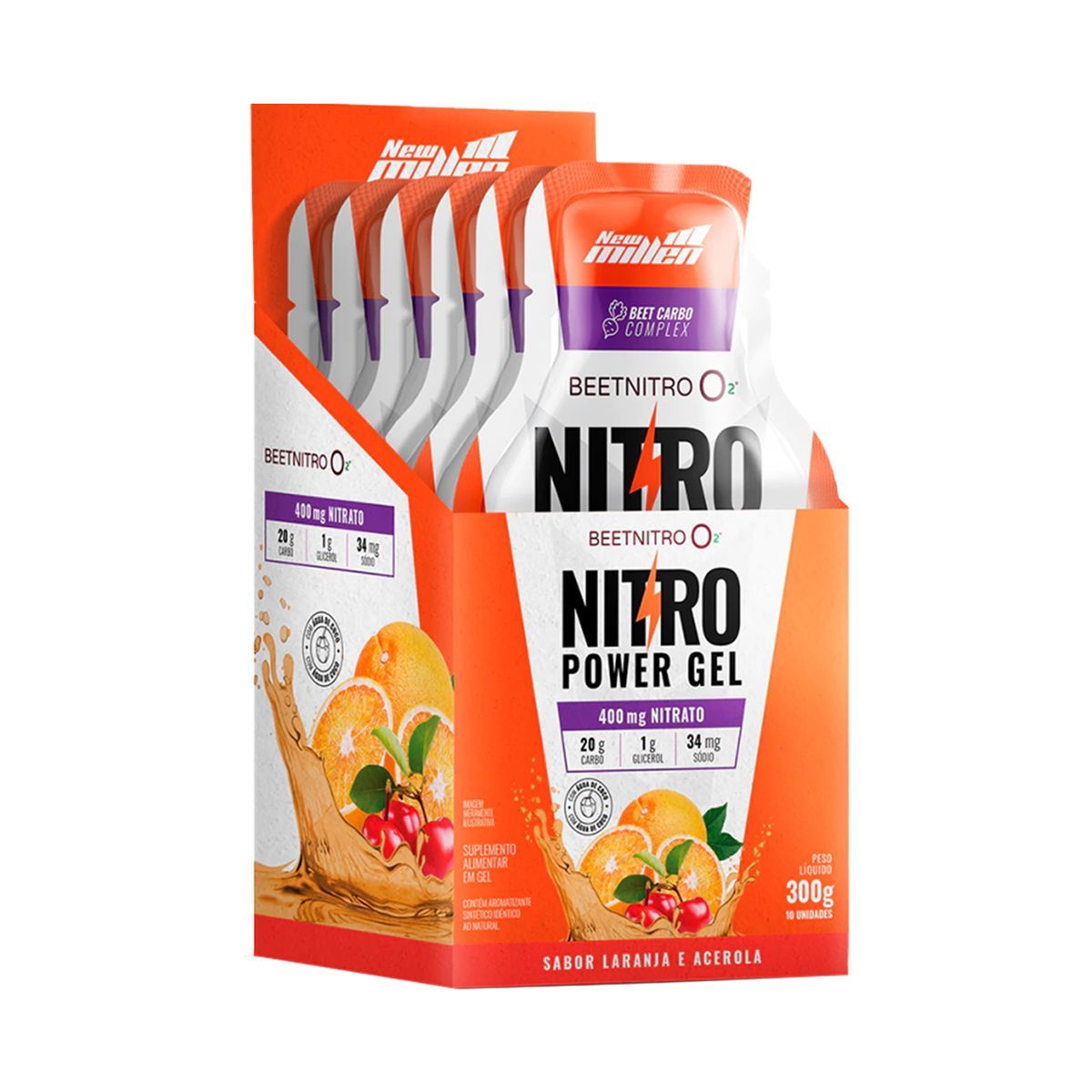 Nitro Power Gel  - 10 Sach�s Laranja com Acerola - New Millen