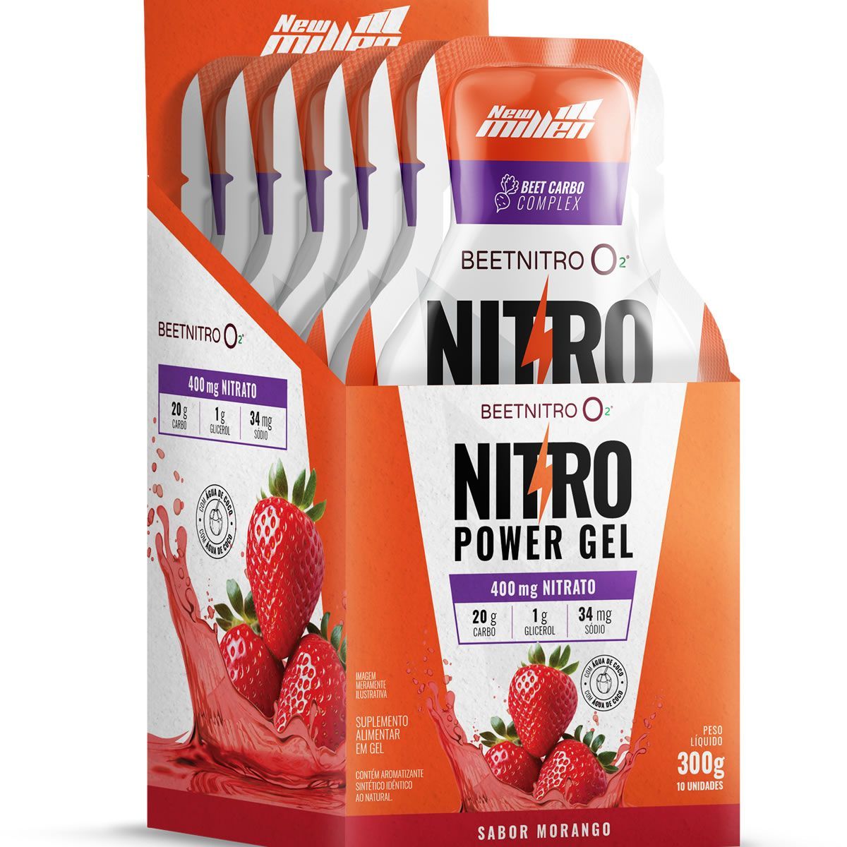 Nitro Power Gel  - 10 Sach�s Morango - New Millen