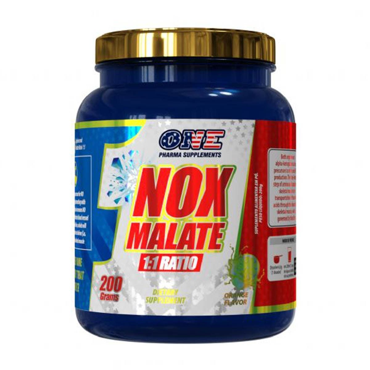 Nox Malate 1:1 Ratio - 200g Orange Flavor - One Pharma Supplements*** Data Venc. 30/10/2020