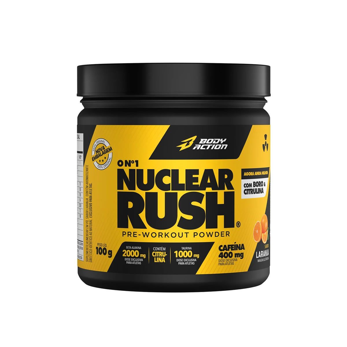 Nuclear Rush Pre Workout Powder - 100g Laranja - BodyAction