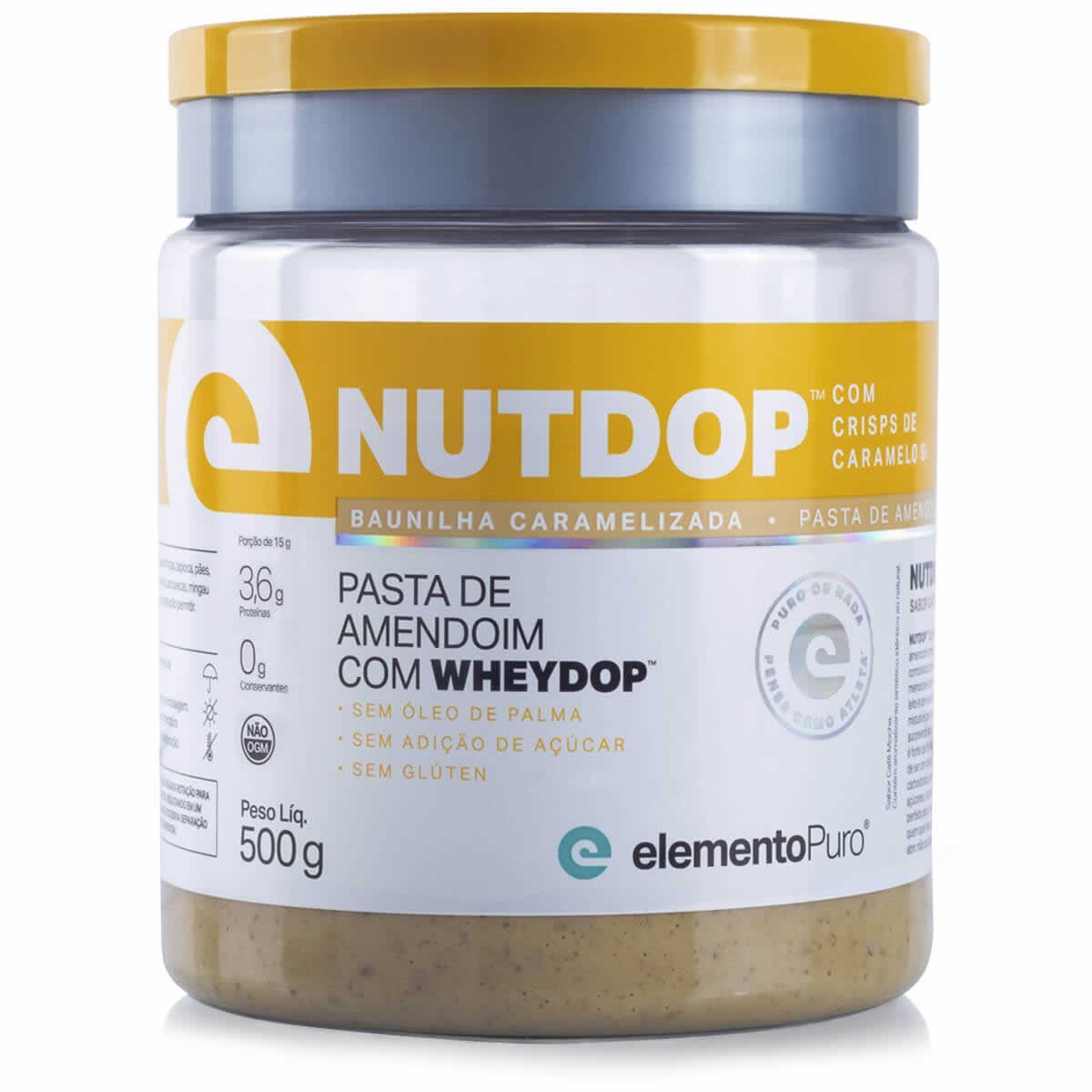 NutDop Pasta de Amendoim - 500g Baunilha Caramelizada com Crisps de Caramelo - ElementoPuro