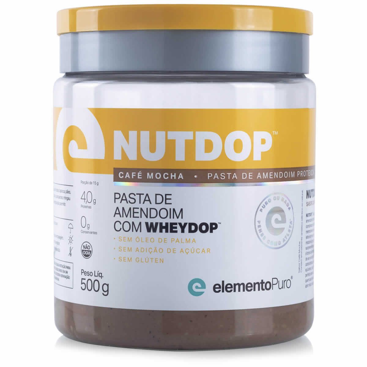 NutDop Pasta de Amendoim - 500g Caf� Mocha - ElementoPuro