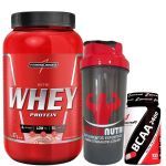 Nutri Whey Protein 907g Morango + BCAA 2400 - 100 caps + Coqueteleira 600ml - Integralm�dica
