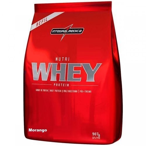 Nutri Whey Protein - 907g Refil Morango - IntegralM�dica*** PEQUENA AVARIA NA EMBALAGEM***Data Venc. 28/02/20