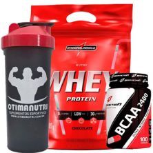 Nutri Whey Protein Refil 907g Chocolate + BCAA 2400 - 100 caps + Coqueteleira 600ml - Integralm�dica