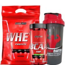 Nutri Whey Protein Refil 907g Morango + Amino BCAA TOP 120 caps + Coqueteleira 600ml - Integralm�dica