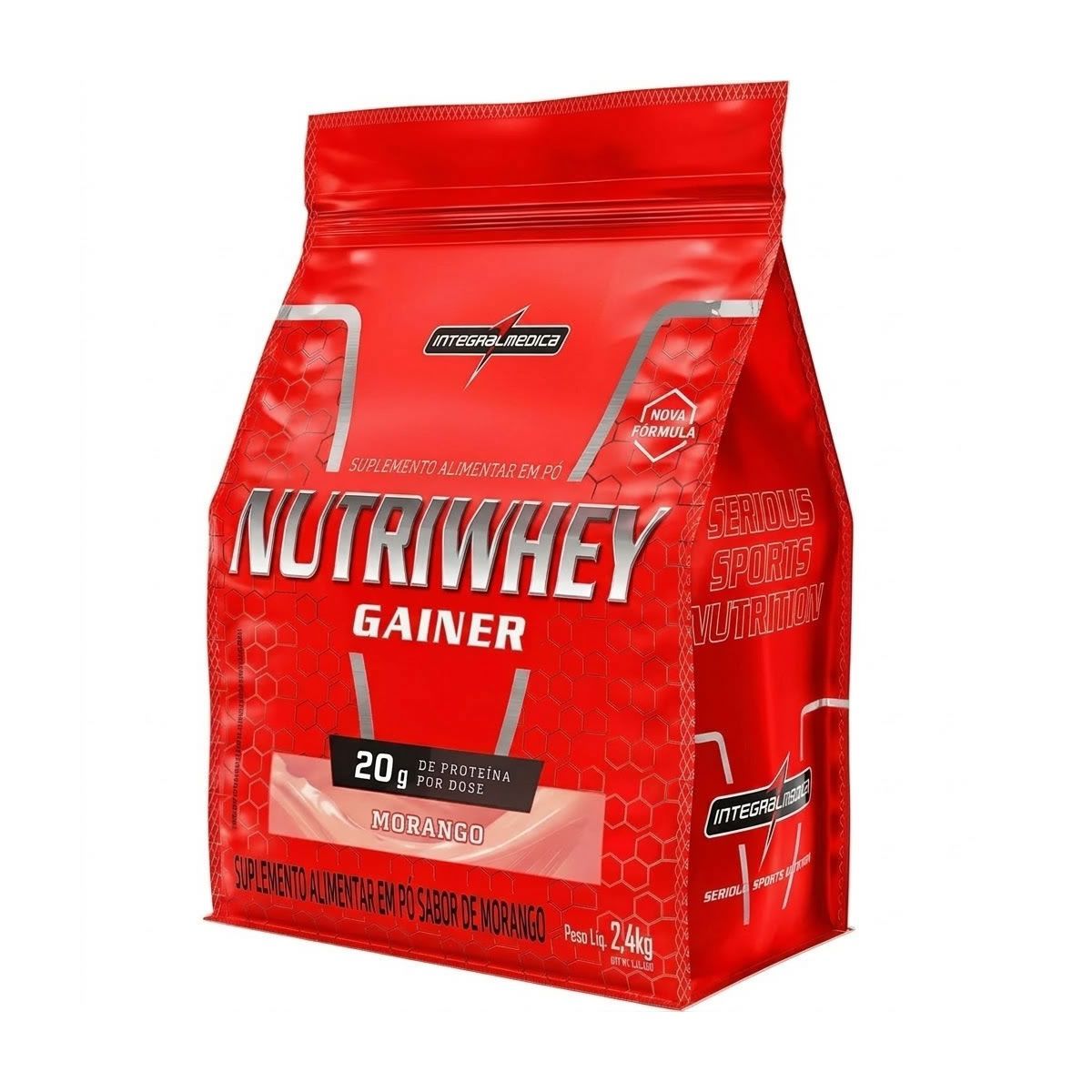 Hipercal�rico NutriWhey Gainer - Refil 2400g Morango - Integral M�dica