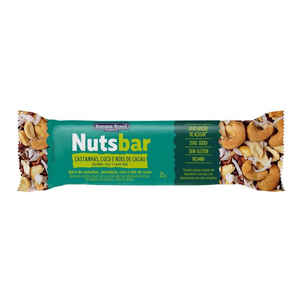 Nutsbar - 1 Unidade 25g Castanhas, Coco e Nibs de Cacau - Banana Brasil