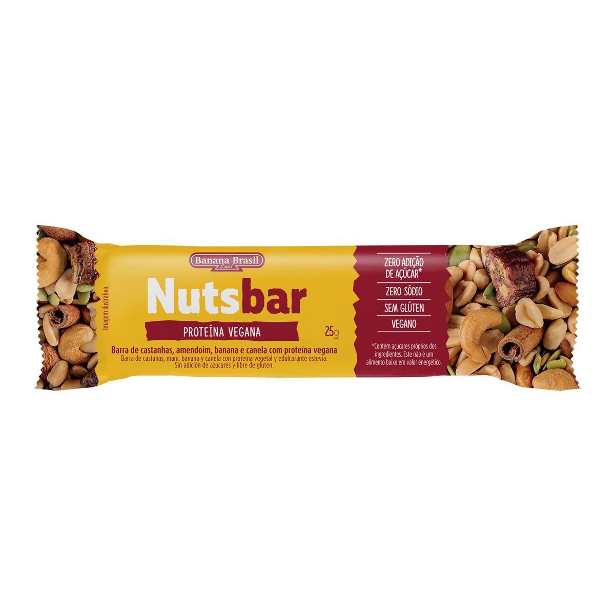 Nutsbar - 1 Unidade 25g Castanhas e Proteina Vegana - Banana Brasil