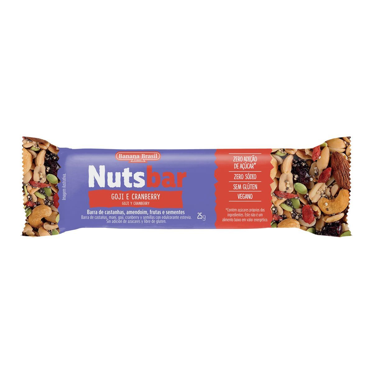 Nutsbar - 1 Unidade 25g Castanhas,Goji Berry e Cranberry - Banana Brasil