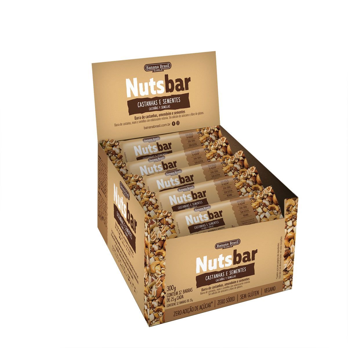 Nutsbar - 12 Unidades 25g Castanhas e Sementes - Banana Brasil