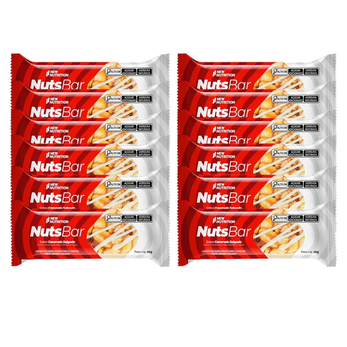 NutsBar - 12 Unidades 40g Caramelo Salgado - NewNutrition