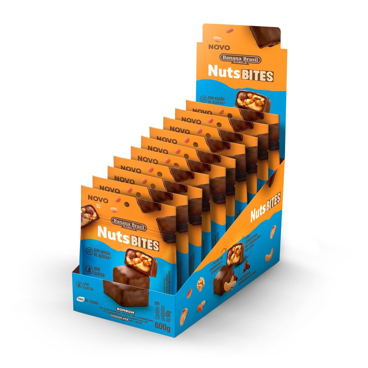NutsBites - 10 Unidades 30g Chocolate ao Leite - Banana Brasil