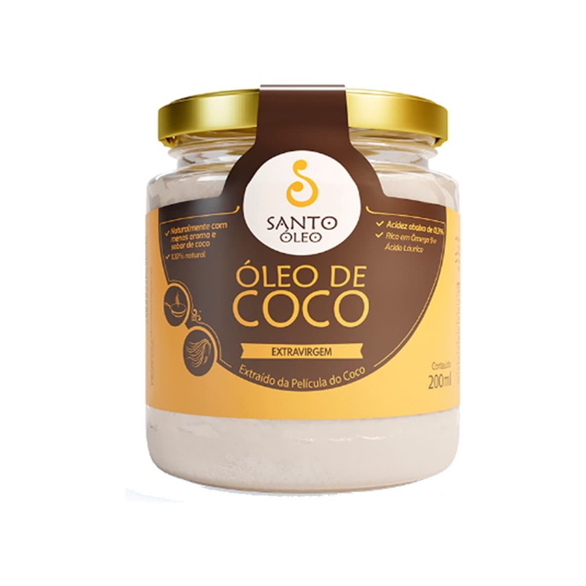 �leo de Coco Extra Virgem de Pel�cula - 200ml - Santo �leo*** Data Venc. 23/09/2023