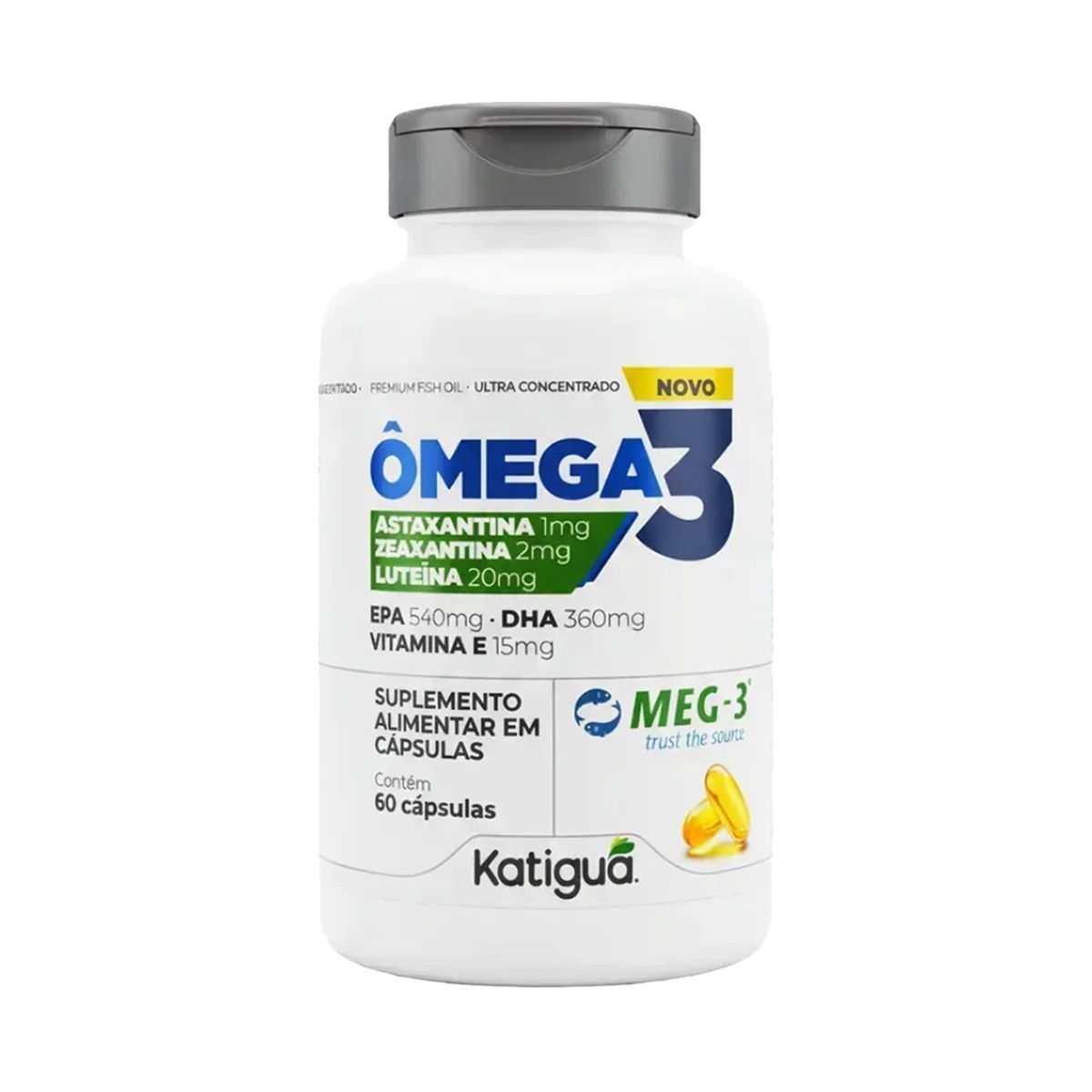 �mega 3 Astaxantina + Zeaxantina + Lute�na - 60 C�psulas - Katigu�