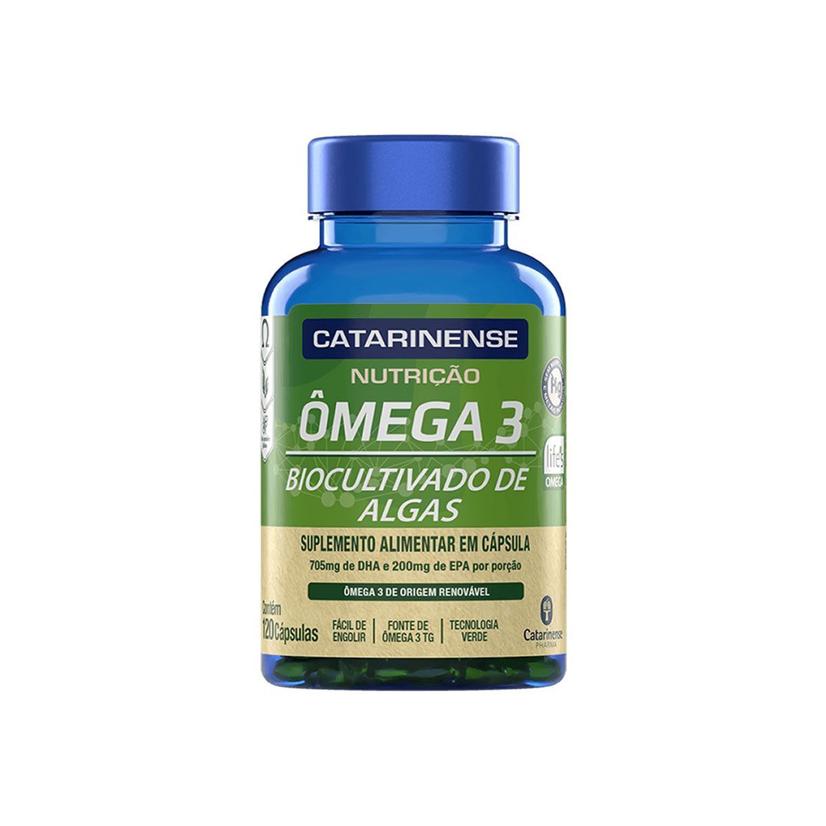 �mega 3 Biocultivado de Algas - 120 C�psulas - Catarinense Nutri��o