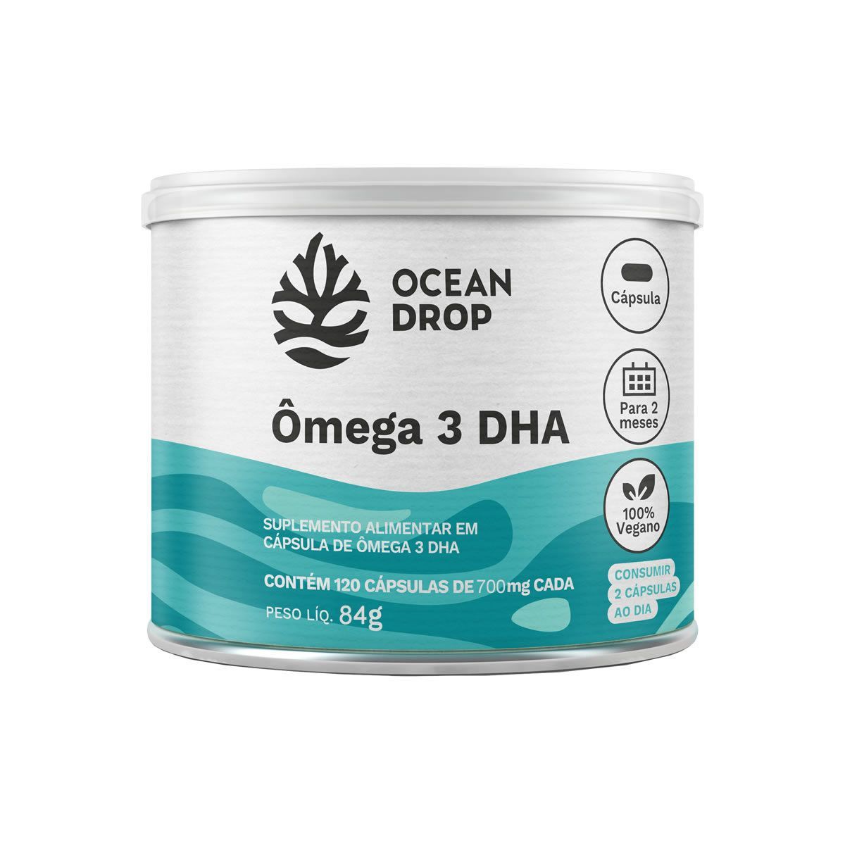 �mega 3 DHA Vegano - 120 C�psulas - Ocean Drop