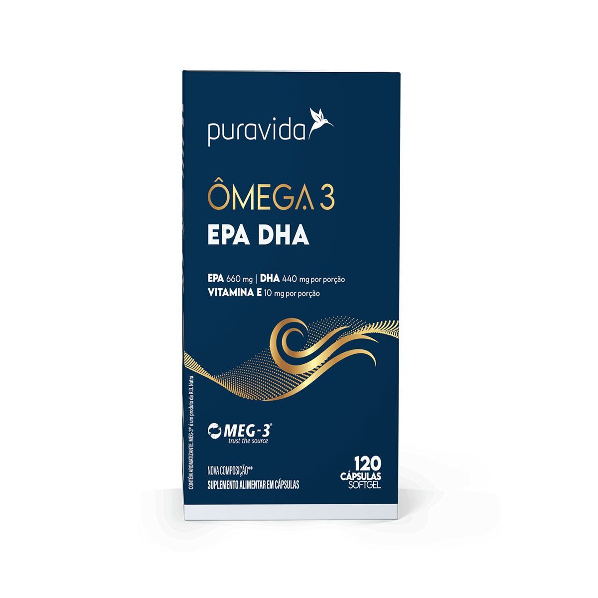 Omega 3 EPA DHA Nova Composi��o - 120 C�psulas - Puravida