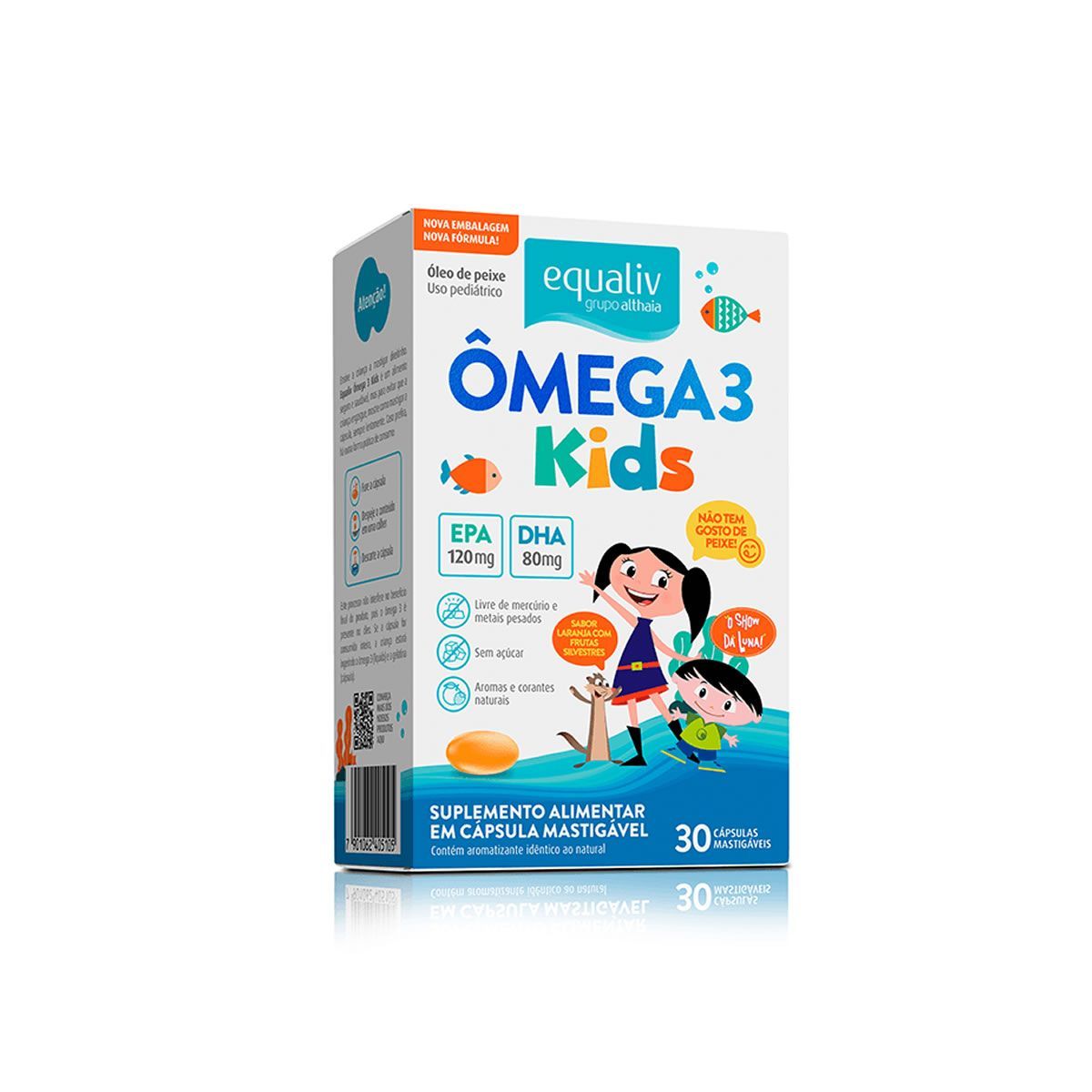 �mega 3 Kids - 30 C�psulas Mastig�veis - Equaliv