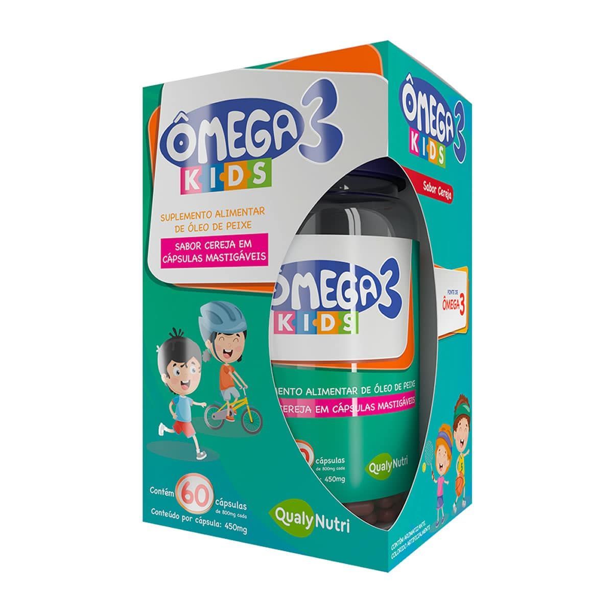 �mega 3 Kids - 60 C�psulas Mastig�veis Cereja - QualyNutri
