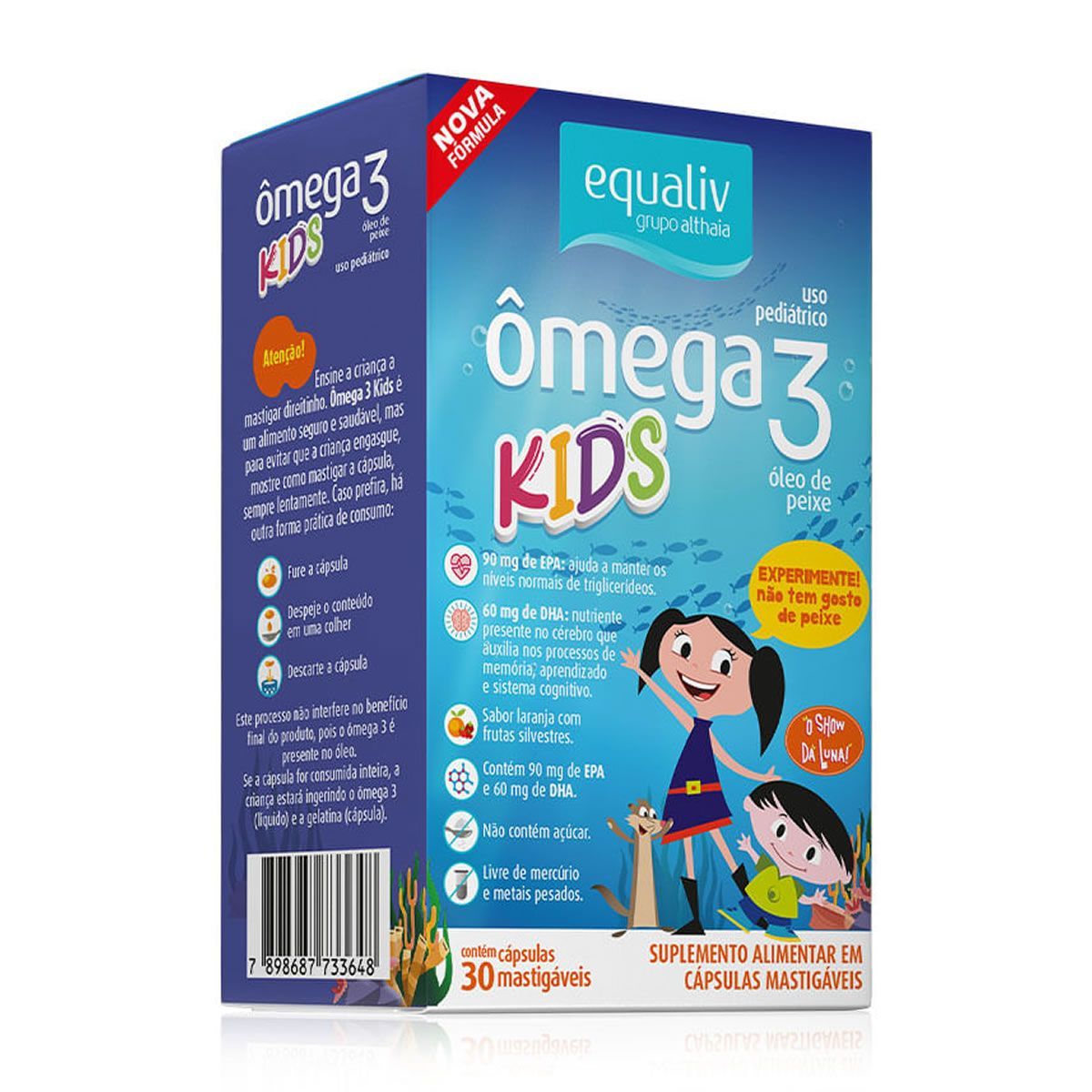 �mega 3 Kids � 30 C�psulas Mastig�veis  Laranja com Frutas Silvestres  - Equaliv