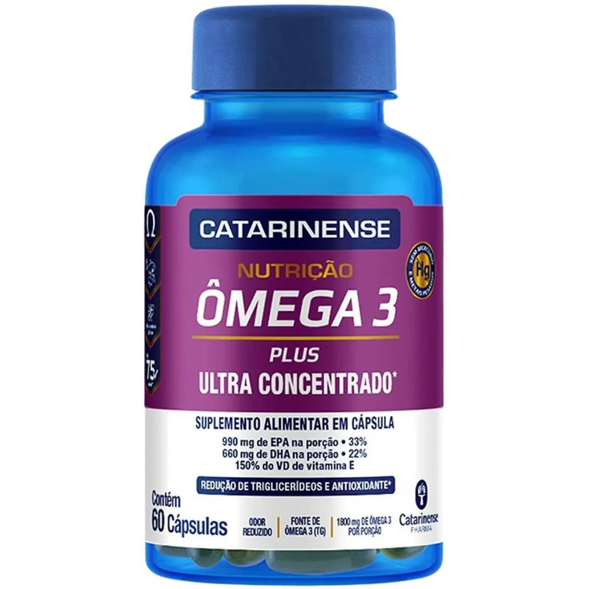 �mega 3 Plus - 60 C�psulas - Catarinense Nutri��o