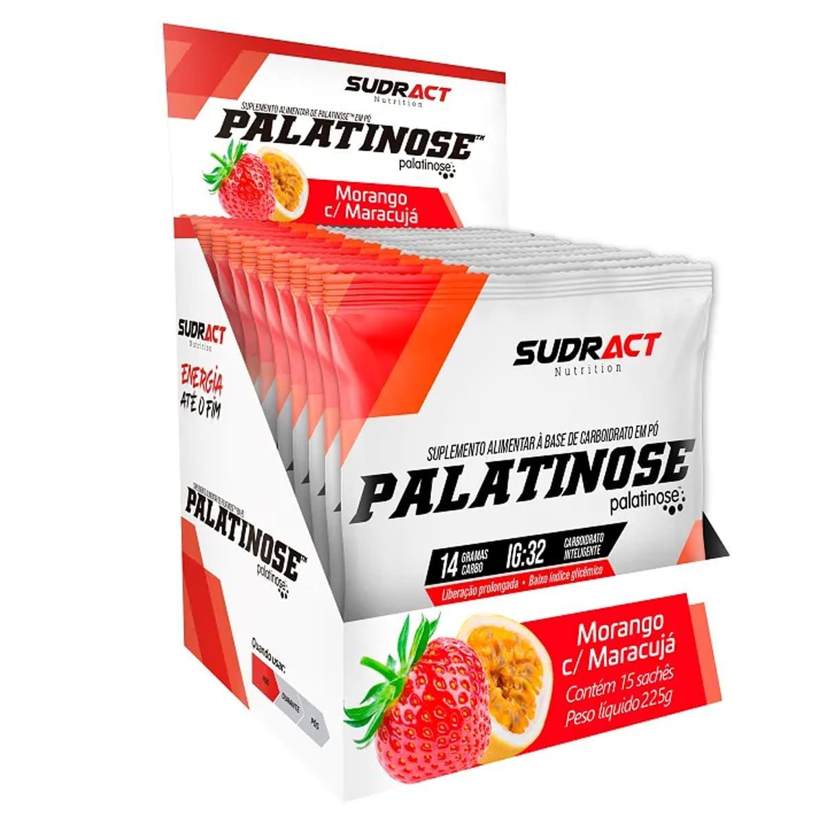 Palatinose - 15 Sach�s de 15g Morango com Maracuj� - Sudract Nutrition*** Data Venc. 25/4/23