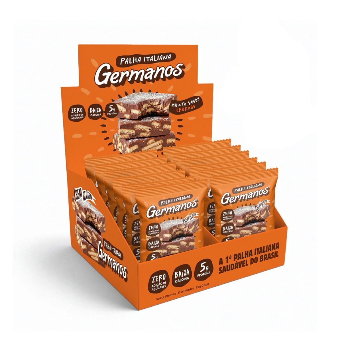 Palha Italiana Zero - 12 Unidade 25g Churros - Germanos Palhas