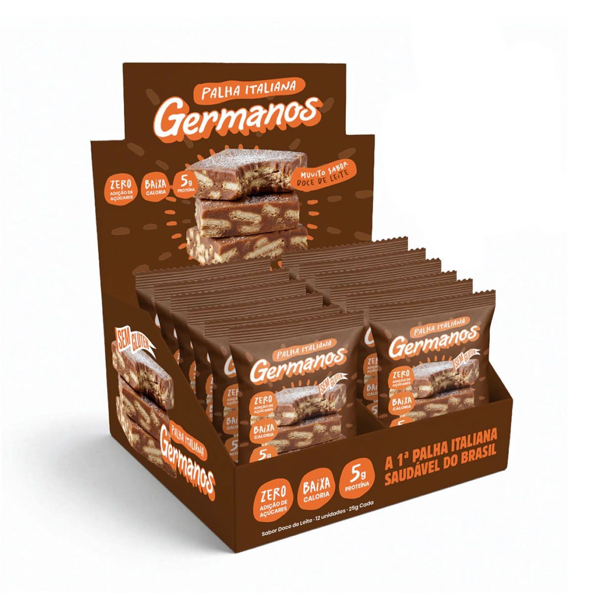 Palha Italiana Zero - 12 Unidades 25g Doce de Leite - Germanos Palhas