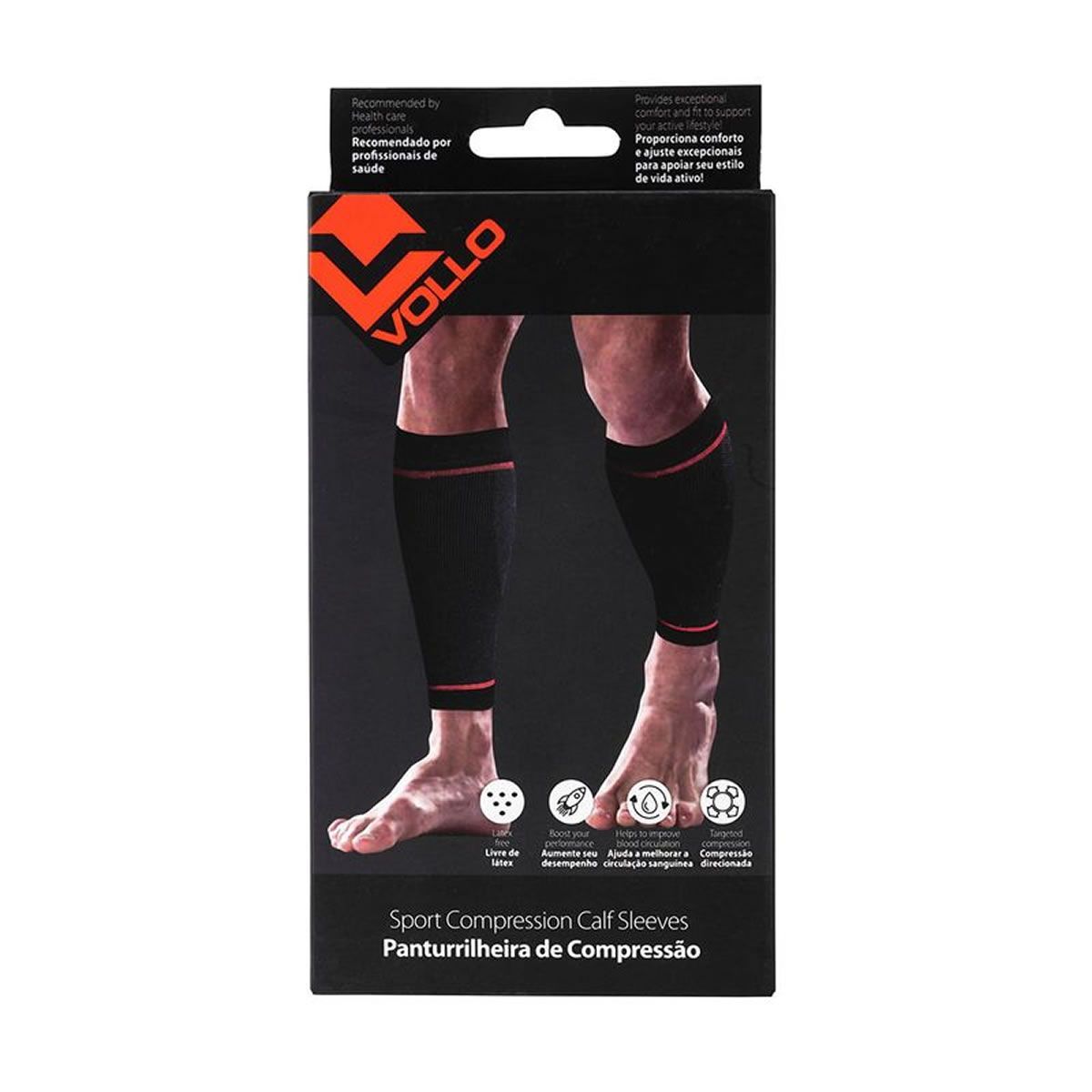 Panturrilheira Compress�o Esportiva Canelito - Preta Tamanho M - Vollo Sports