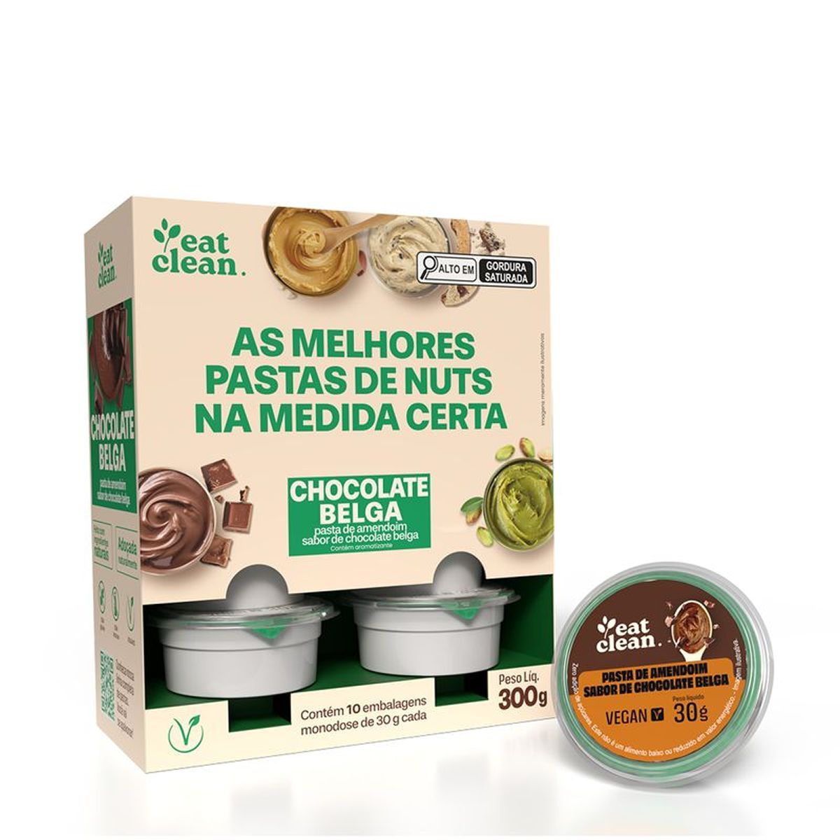 Pasta de Amendoim - 10 unidades de 30g  Chocolate Belga - Eat Clean*** Data Venc. 30/10/2025