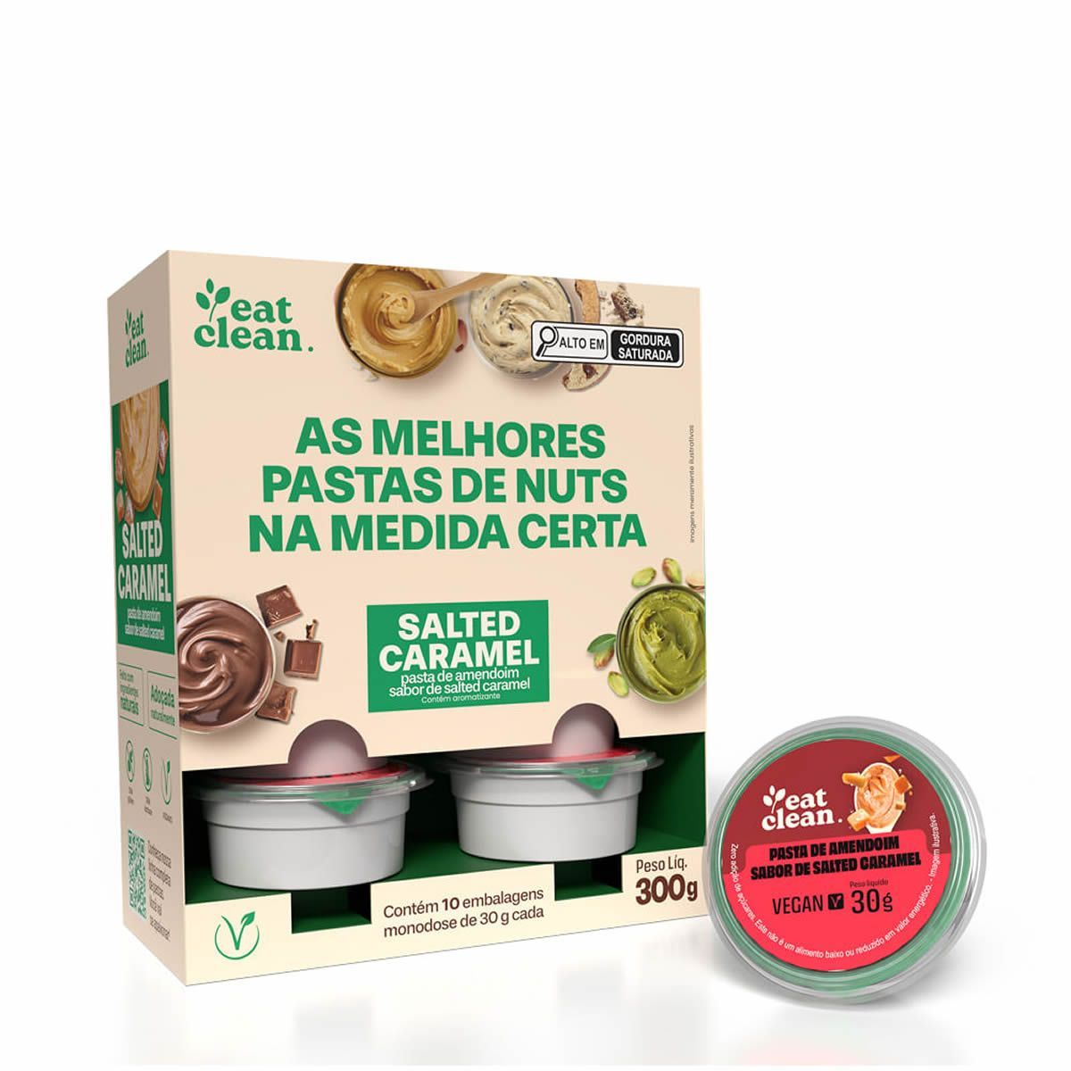 Pasta de Amendoim - 10 unidades de 30g  Salted Caramel - Eat Clean