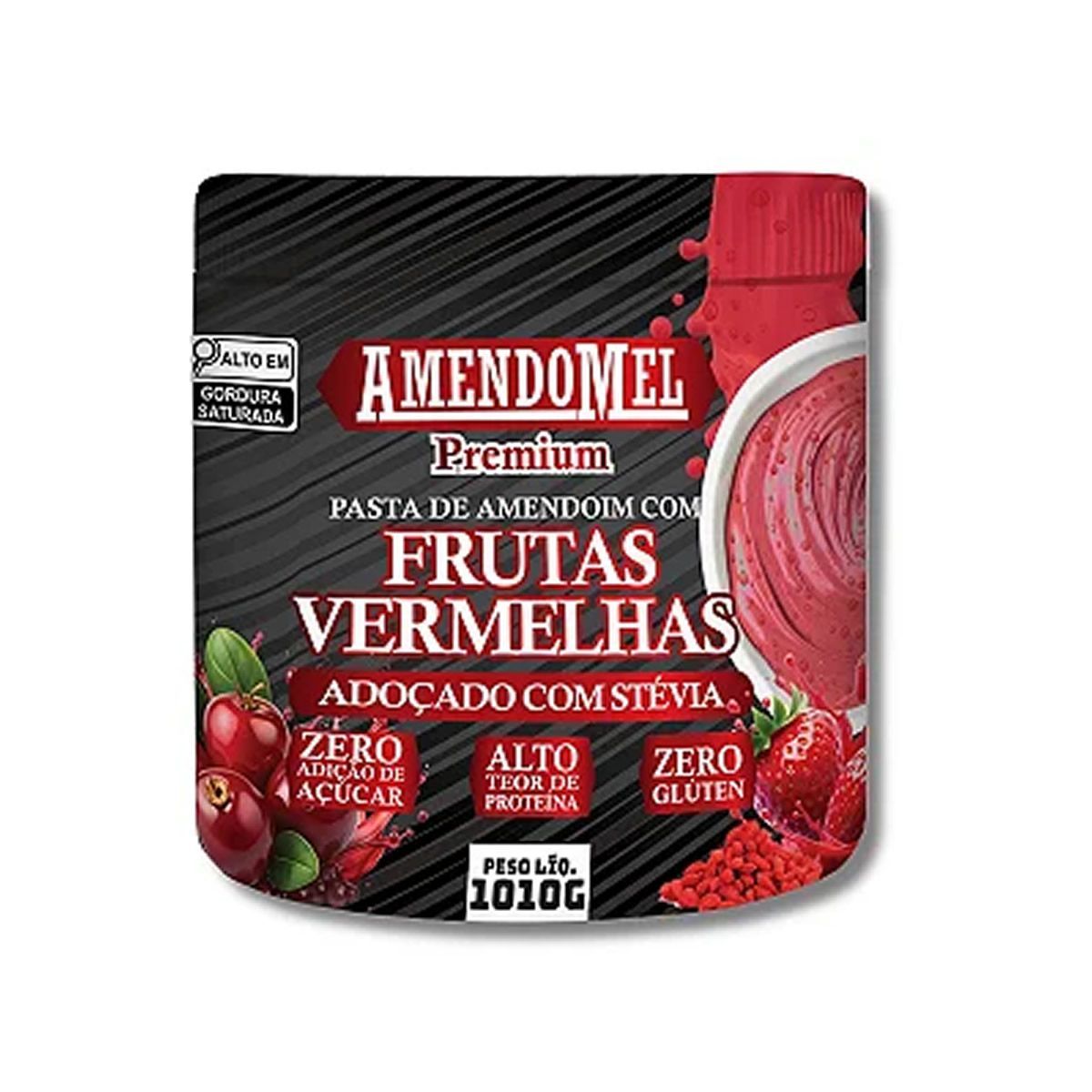 Pasta de Amendoim - 1010g Com Frutas Vermelhas - Amendomel*** Data Venc. 15/11/2025