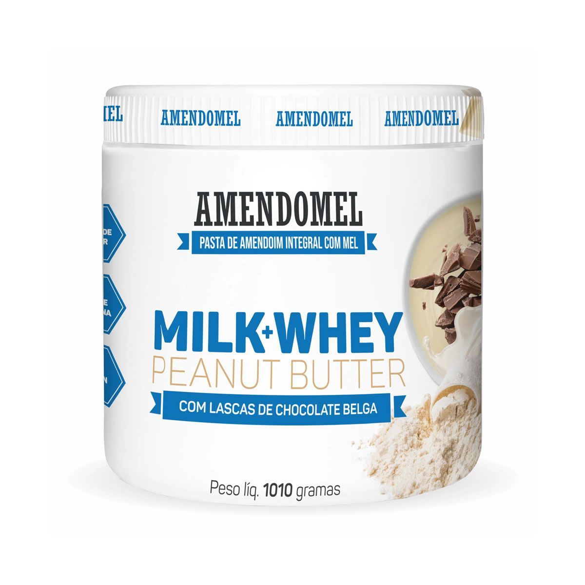Pasta de Amendoim - 1010g Milk Whey Chocolate Belga - Amendomel*** Data Venc. 20/05/2025