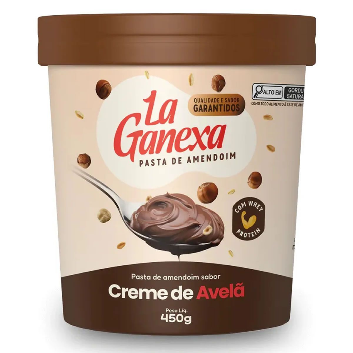 Pasta de Amendoim Com Whey Protein - 450g Creme de Avel� - La Ganexa